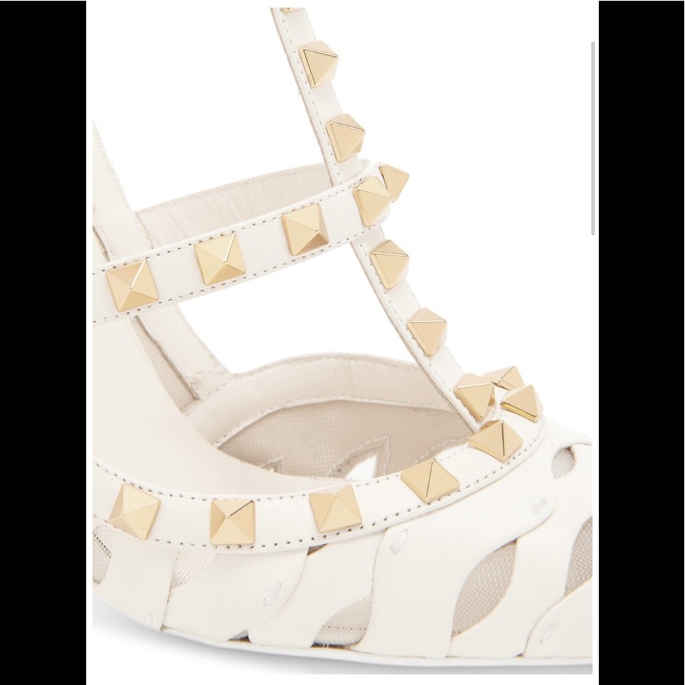 Authentic Valentino Rockstud leather cutout slingback pumps 37 - Picture 7 of 16